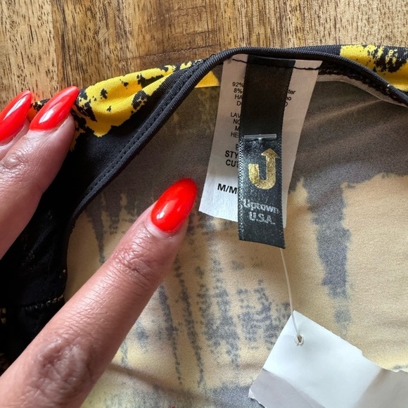 Uptown USA yellow black shrug bolero crop top open sleeve cut out NEW NWT Sz M - Picture 3 of 4